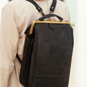 Laflore Paris Black Bobobark Cork Convertible Backpack Purse BNWOT